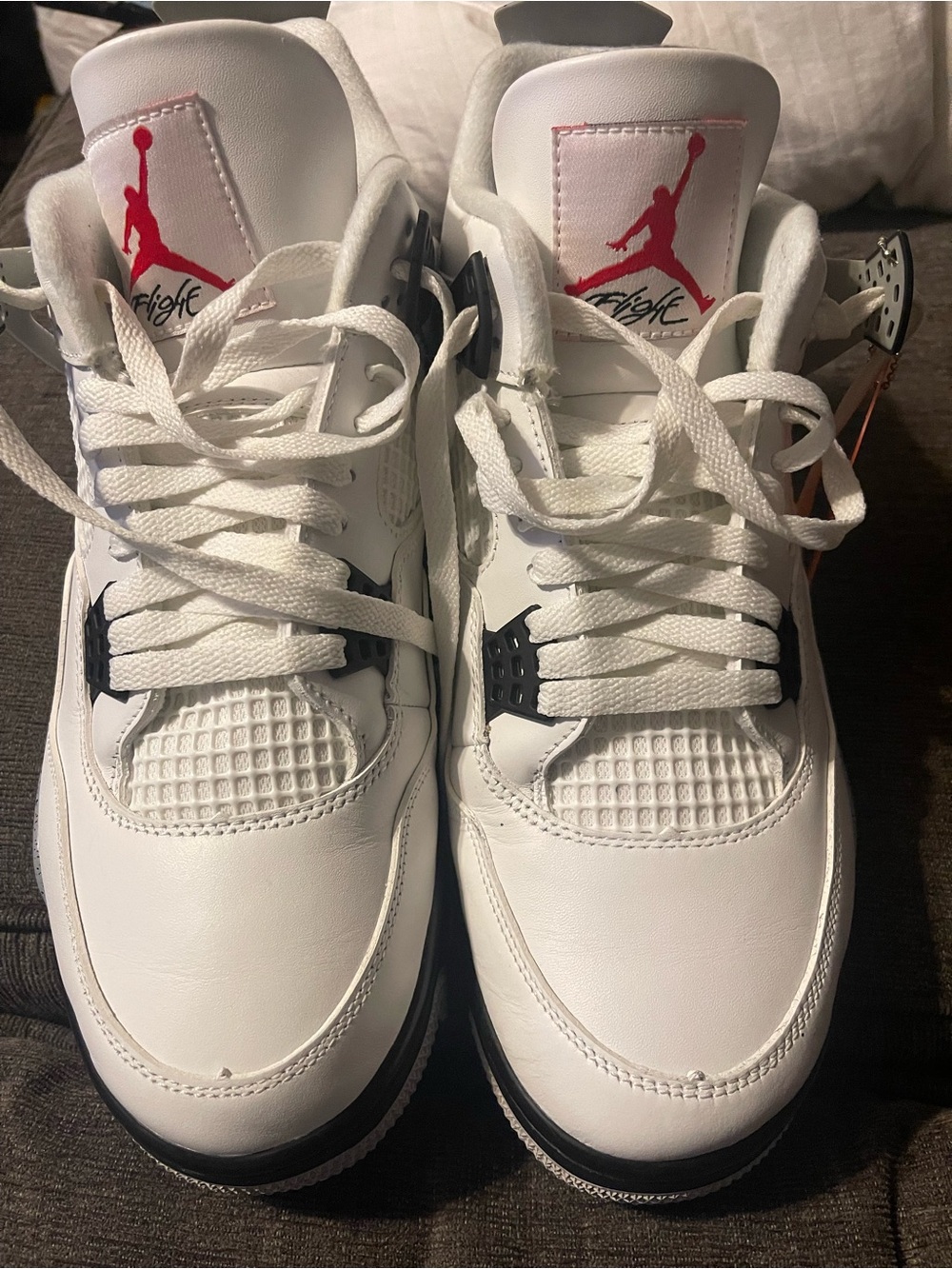 Jordan White and Black Air Jordan 4 with Red Cement